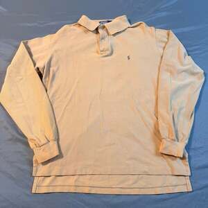 Vintage Ralph Lauren Polo: Beige Long Sleeve Shirt, Mens Medium